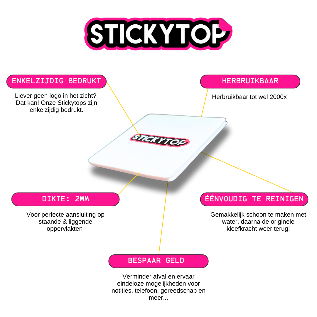 Combideal: 4 verschillende StickyCards + Stickytop 5x5 cm + Whiteboard Marker